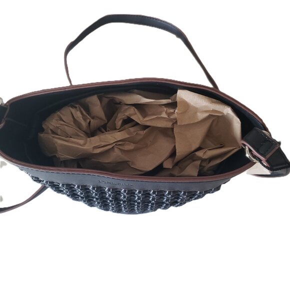 Pinkstix NWT Black Woven Bucket Bag – Vegan Shoulder Purse - Picture 8 of 16